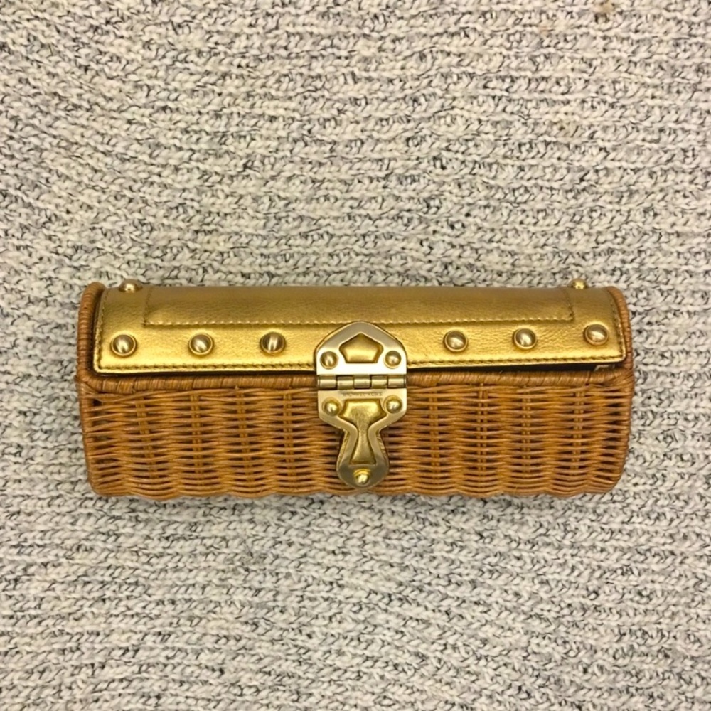 Michael Kors Santorini Gold & Wicker/Rattan Clutch